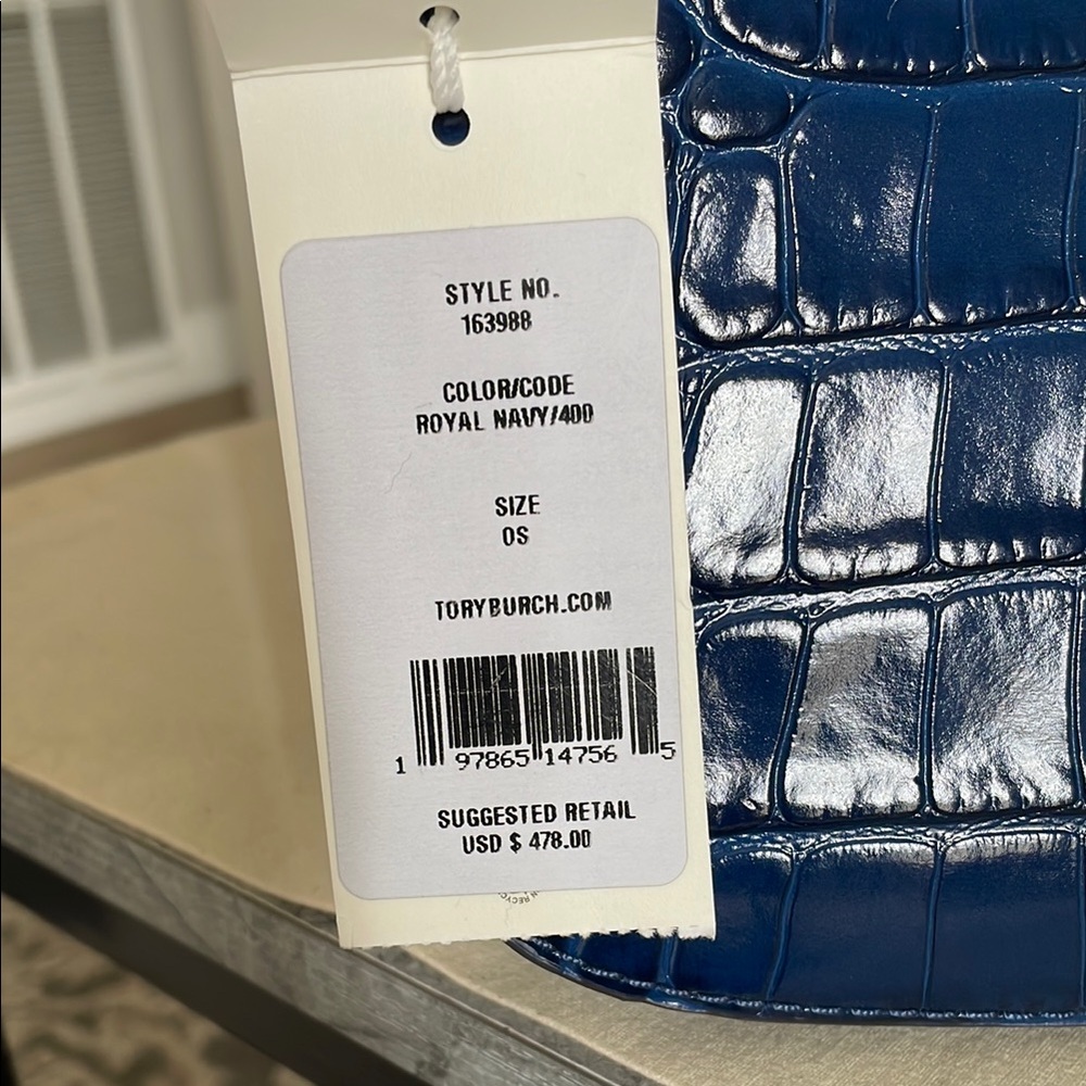 Tory Burch Blue Croc-Embossed convertible Women's crossbody Bag 2 straps - Picture 16 of 16